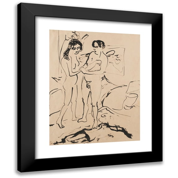 Ernst Ludwig Kirchner 12x14 Black Modern Framed Museum Art Print Titled - The Couple (1909)