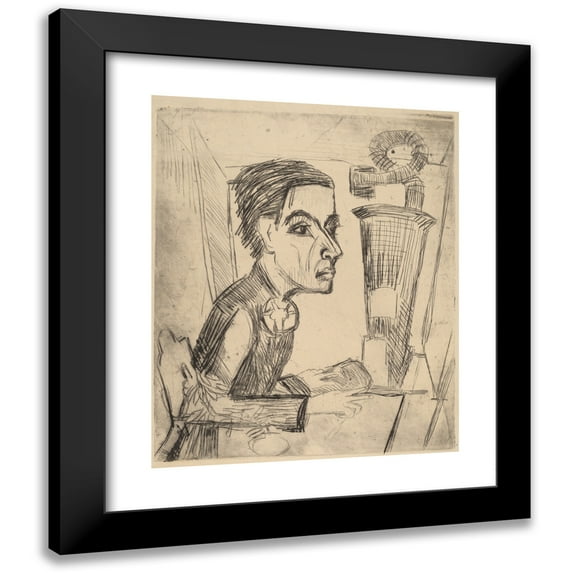Ernst Ludwig Kirchner 12x14 Black Modern Framed Museum Art Print Titled - The Painter (1923)