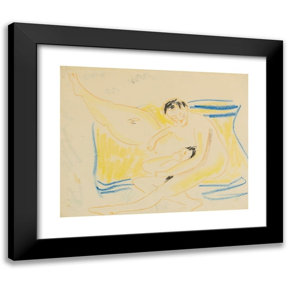 Ernst Ludwig Kirchner 14x12 Black Modern Framed Museum Art Print Titled - Couple (circa 1908)