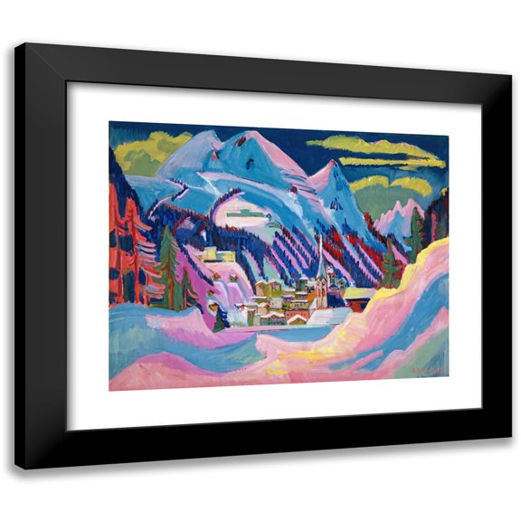 Ernst Ludwig Kirchner 14x12 Black Modern Framed Museum Art Print Titled - Davos in Winter. Davos in Snow (1923)