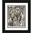 thumbnail image 1 of Ernst Ludwig Kirchner 15x18 Black Ornate Wood Framed Double Matted Museum Art Print Titled - Self -Portrait, Wood -Cutting (1921), 1 of 5