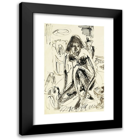 Ernst Ludwig Kirchner 17x24 Black Modern Framed Museum Art Print Titled - Sitting Woman in the Tub (1910-1913)