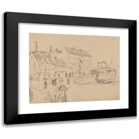 Ernst Ludwig Kirchner 18x15 Black Modern Framed Museum Art Print Titled - Strassenbahn in Dresden (1909)