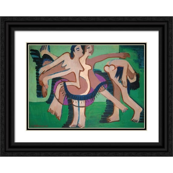Ernst Ludwig Kirchner 24x18 Black Ornate Framed Double Matted Museum Art Print Titled: Dance Group (Dance Group) (1929)