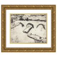 thumbnail image 1 of Ernst Ludwig Kirchner 24x20 Gold Ornate Framed and Double Matted Museum Art Print Titled - Bridge on Crown Prince Embankment (Brucke Am Kronprinzenufer) (1909), 1 of 4