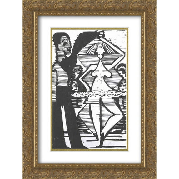Ernst Ludwig Kirchner 2x Matted 18x24 Gold Ornate Framed Art Print 'Rotating Dancer'