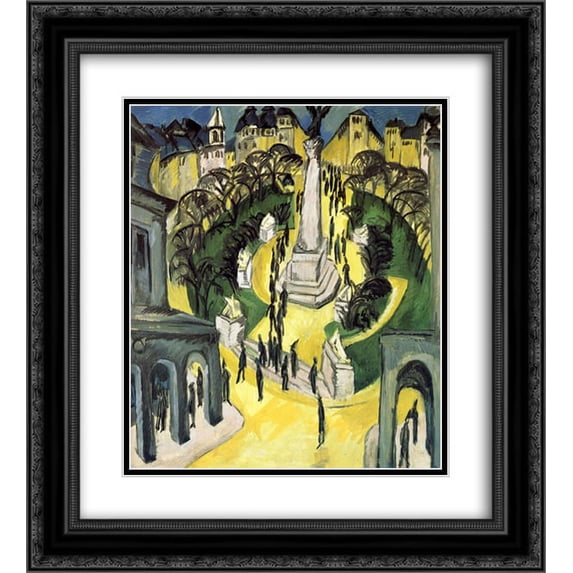 Ernst Ludwig Kirchner 2x Matted 20x22 Black Ornate Framed Art Print 'Der Belle Alliance Platz in Berlin'