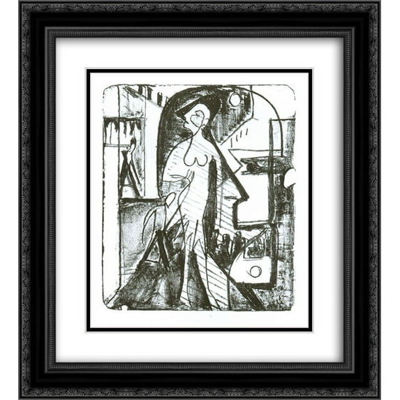 Ernst Ludwig Kirchner 2x Matted 20x22 Black Ornate Framed Art Print 'Entcounter'