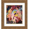 thumbnail image 1 of Ernst Ludwig Kirchner 2x Matted 20x22 Gold Ornate Framed Art Print 'Bathing Women and Children', 1 of 2
