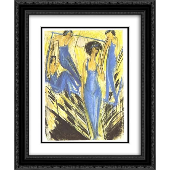 Ernst Ludwig Kirchner 2x Matted 20x24 Black Ornate Framed Art Print 'Blue Dressed Artists'
