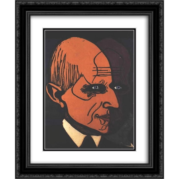 Ernst Ludwig Kirchner 2x Matted 20x24 Black Ornate Framed Art Print 'Head of Dr. Bauer'