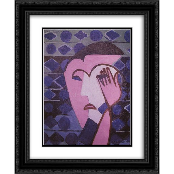 Ernst Ludwig Kirchner 2x Matted 20x24 Black Ornate Framed Art Print 'Sad Female Head'