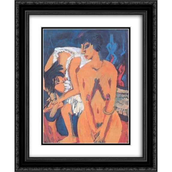 Ernst Ludwig Kirchner 2x Matted 20x24 Black Ornate Framed Art Print 'Women'