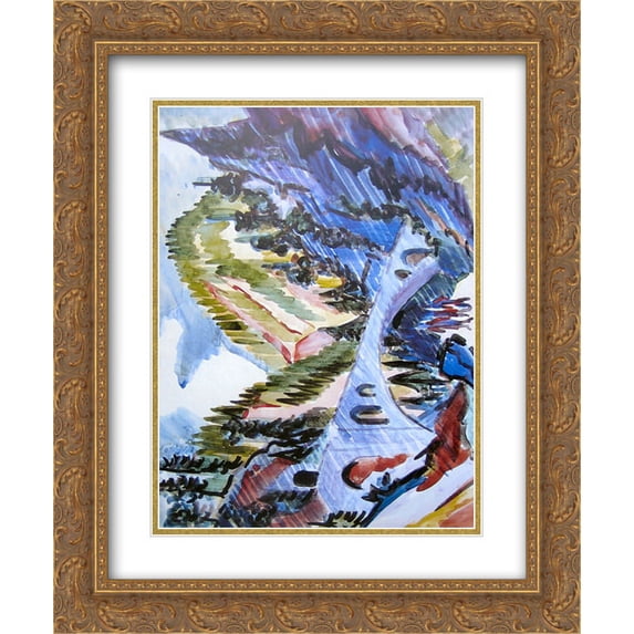 Ernst Ludwig Kirchner 2x Matted 20x24 Gold Ornate Framed Art Print 'Bridge in Landwassertal'