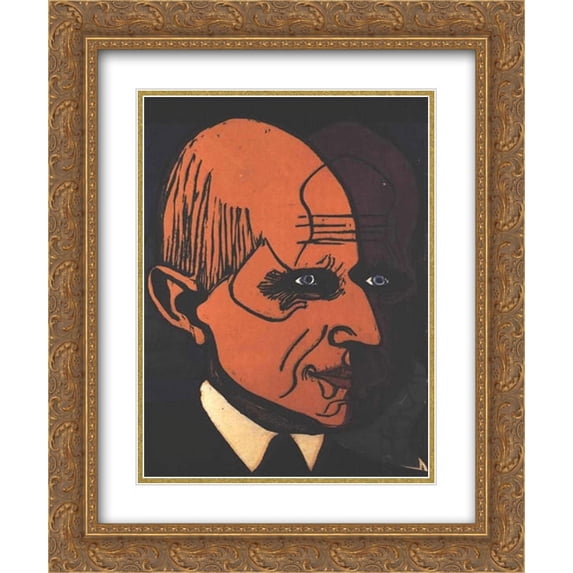 Ernst Ludwig Kirchner 2x Matted 20x24 Gold Ornate Framed Art Print 'Head of Dr. Bauer'
