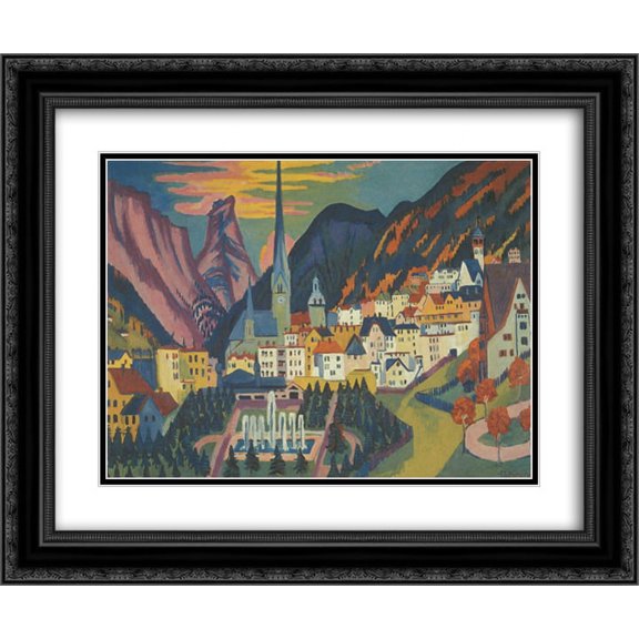 Ernst Ludwig Kirchner 2x Matted 24x20 Black Ornate Framed Art Print 'Davos in Summer'