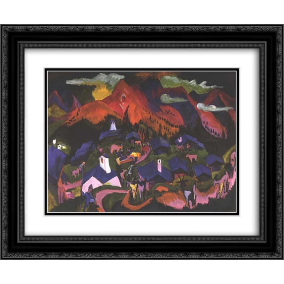 Ernst Ludwig Kirchner 2x Matted 24x20 Black Ornate Framed Art Print 'Return of the Animals'