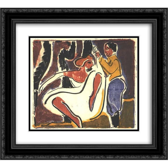 Ernst Ludwig Kirchner 2x Matted 24x20 Black Ornate Framed Art Print 'Russian Dancer'