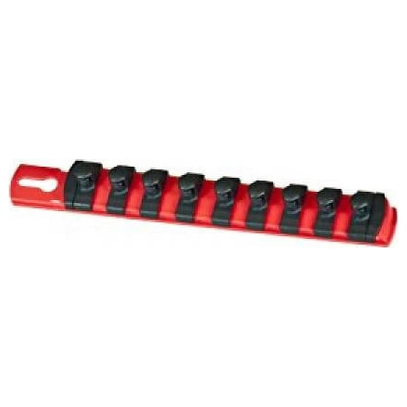 ernst manufacturing 8-inch magnetic socket organizer with 9 3/8-inch twist lock clips, red