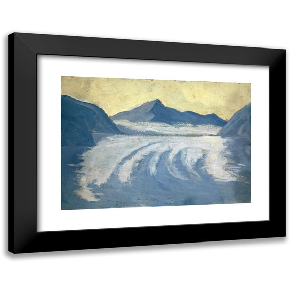 Ernst Schiess 14x11 Black Modern Framed Museum Art Print Titled - View on the Aletsch Glacier IIi