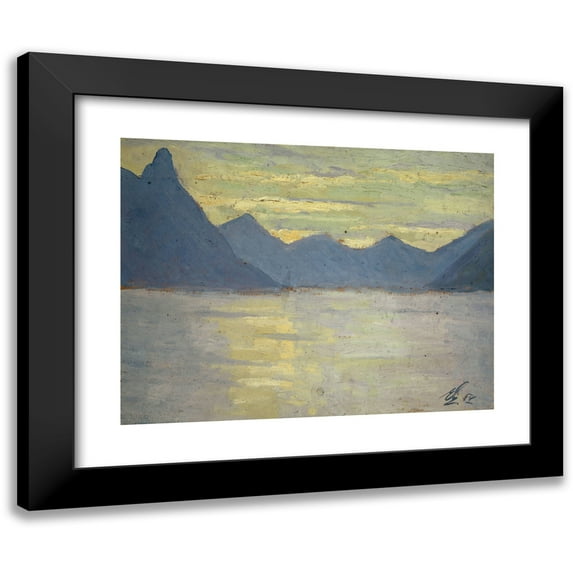 Ernst Schiess 24x19 Black Modern Framed Museum Art Print Titled - View on the Lake of Lugano Toward the Mountains of Porlezza (1915)