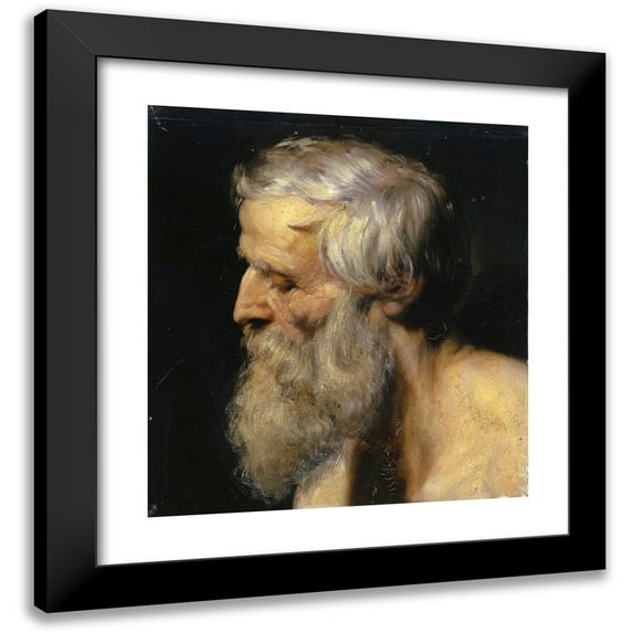 Ernst Stückelberg 12x13 Black Modern Framed Museum Art Print Titled - Head of an Old Man (1852)