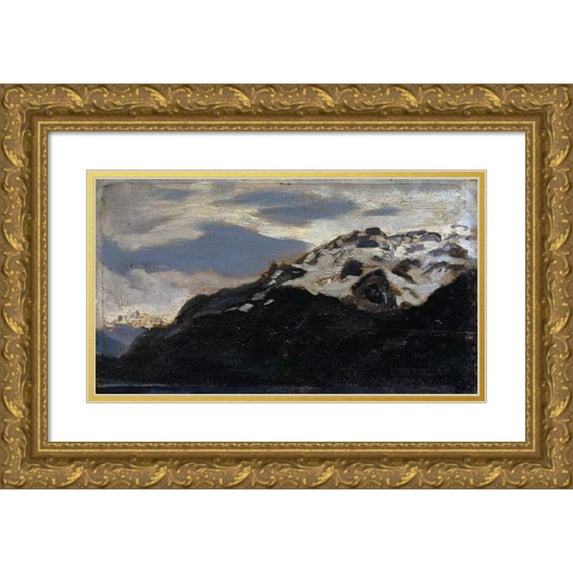 Ernst Stückelberg 24x16 Gold Ornate Framed and Double Matted Museum Art Print Titled - At the Lake of Brienz Near Ringgenberg (1887)