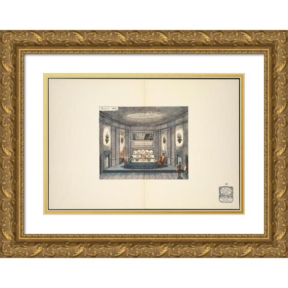 Ernst Stern 14x11 Gold Ornate Wood Frame and Double Matted Museum Art Print Titled - Dining Room. II. Image (1912)