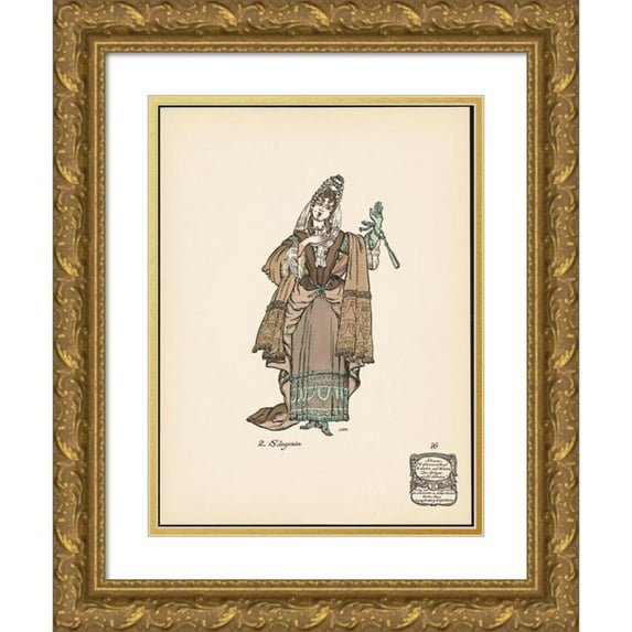 Ernst Stern 14x18 Gold Ornate Wood Frame and Double Matted Museum Art Print Titled - Second Singer (1912)