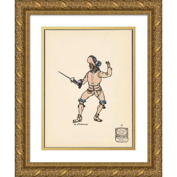 Ernst Stern 14x18 Gold Ornate Wood Frame and Double Matted Museum Art Print Titled - The Fencing Master (1912)