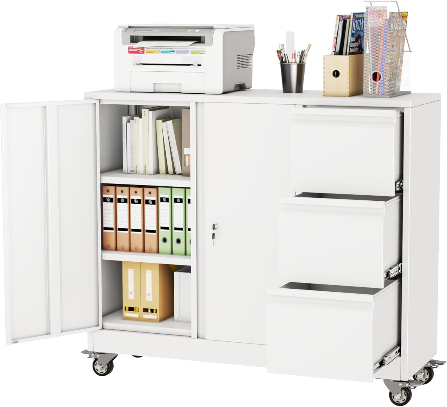 Ero 3 Drawer Metal Lateral Lockable File Storage Cabinet with Locking ...
