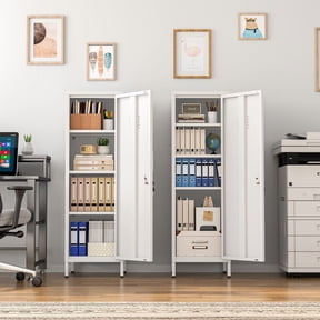 Ero 47.24"H Metal Locker Storage Cabinet, Steel File Cabinet with 1 Door and 3 Adjustable Shelves