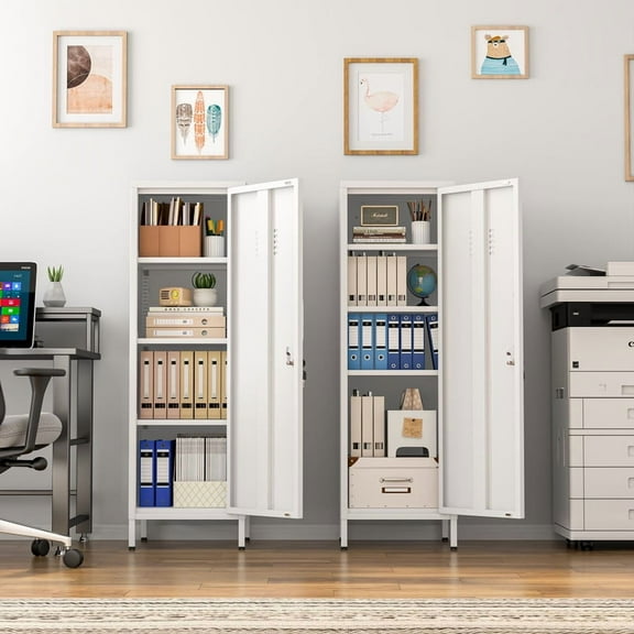 Ero 47.24"H Metal Locker Storage Cabinet, Steel File Cabinet with 1 Door and 3 Adjustable Shelves