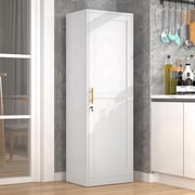Ero 67" Metal Storage Cabinet with Lock, Tall Narrow Office File Cabinets with 1 Door & 5 Adjustable Shelves