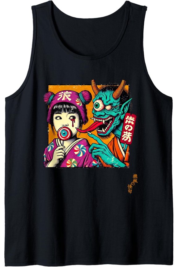 [機械の怪句] Ero Guro Oculolinctus Weird Horror Japanese Art Tank Top Size S-3XL
