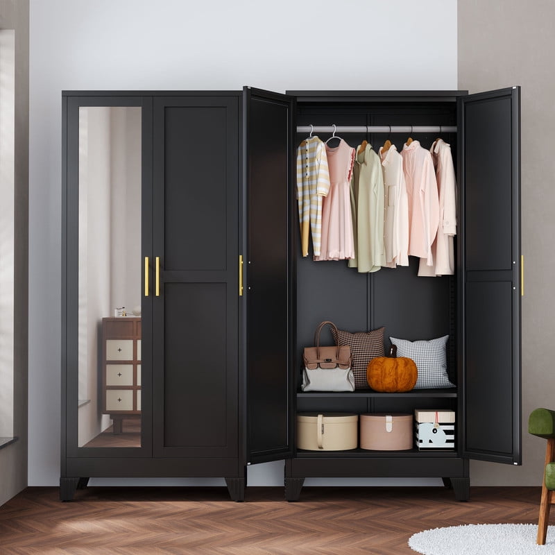 Ero Metal Freestanding Armoire Wardrobe Closet with Hanging Rod and ...