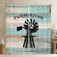 thumbnail image 1 of Erobridal Windmill Blackout Curtains Farmhouse Rustic Decor Curtains for Bedroom, Rural Wooden Plank Curtains & Drapes Vintage Western Window Curtains 52''Wx63''L, Teal Green, 1 of 6
