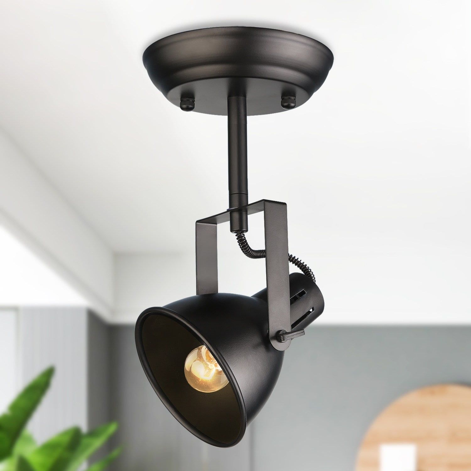 Eroce Modern Industrial Semi Flush Mount Track Lighting 1 Light