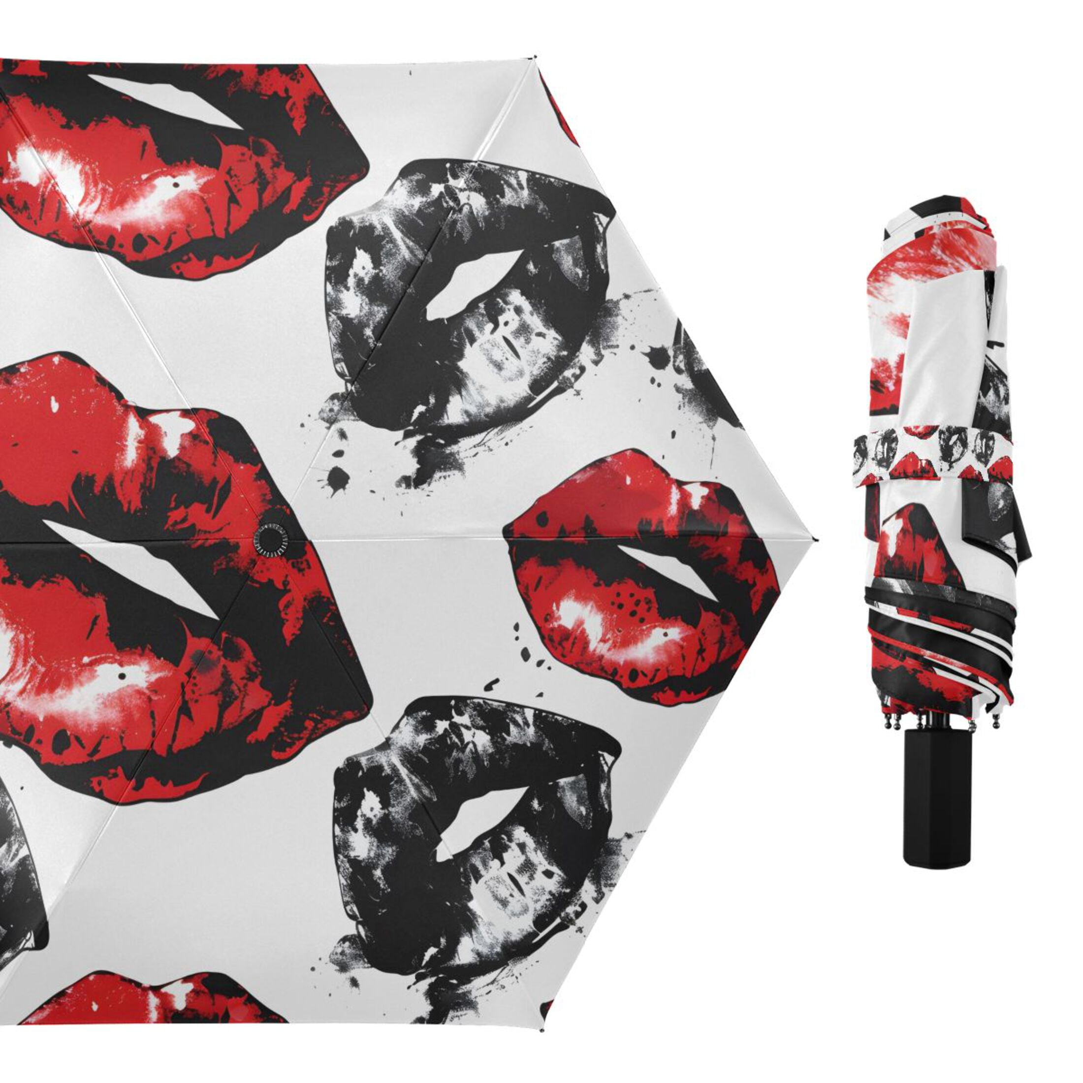 Erogenous Lip Compact Sun Umbrella Windproof Travel Umbrellas for Rain Strong Portable UV Protection
