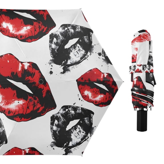 Erogenous Lip Compact Sun Umbrella Windproof Travel Umbrellas for Rain Strong Portable UV Protection