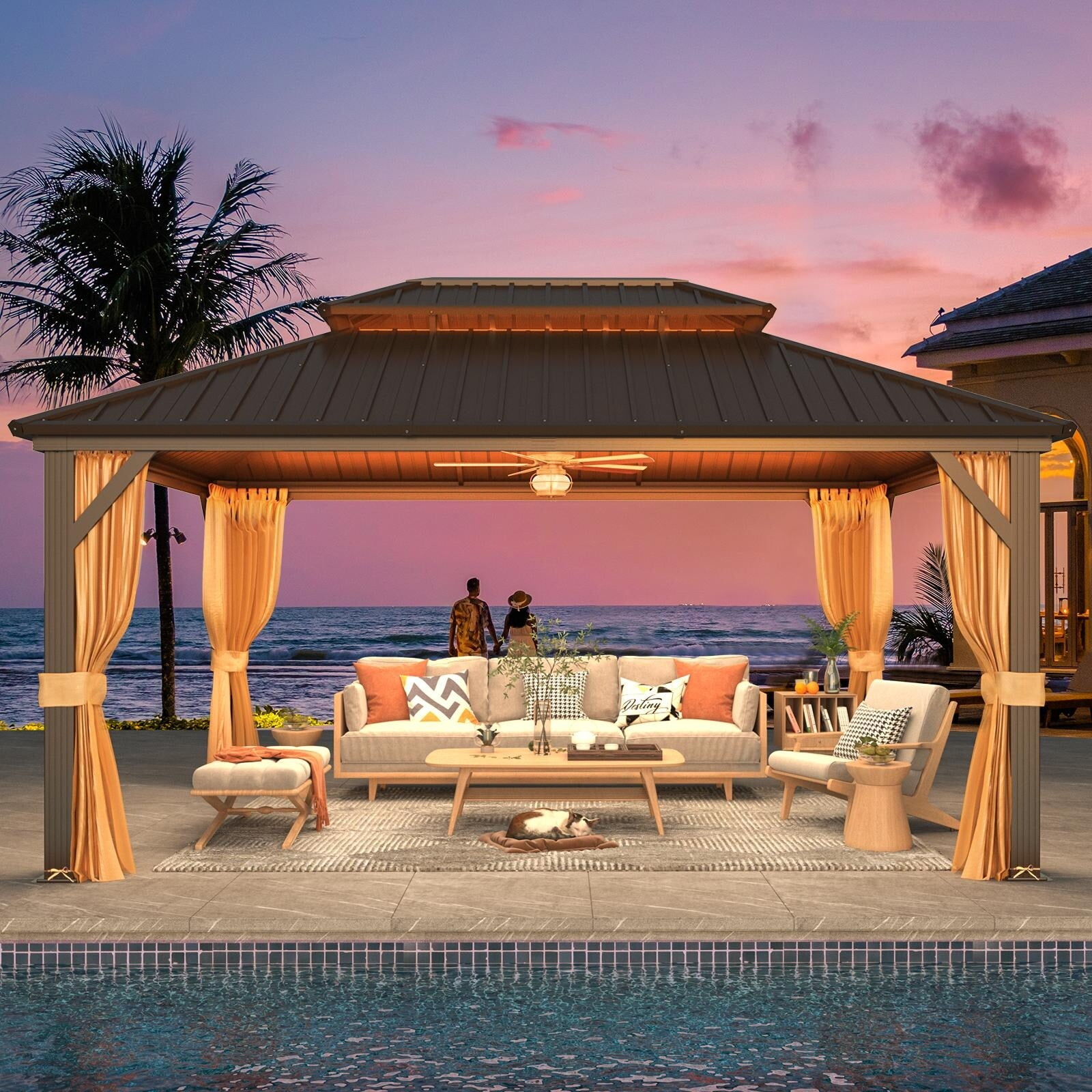 Erommy AntiRust Coating Iron Hardtop Sun Shade Shelter Outdoor Canopy