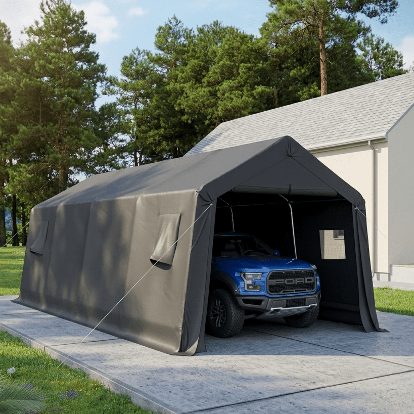 Erommy 10x20 ft Heavy Duty Carport with All-Steel Metal Frame, Portable Garage with Reinforced Base, All-Season Car Canopy for Car, Boat, Truck