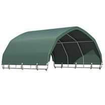 Erommy 10'x10' Corral Shelter,  Heavy Duty Livestock Shade With Waterproof and UV Treated Universal Cover for Horses, Goats, and Other Livestock ,Green