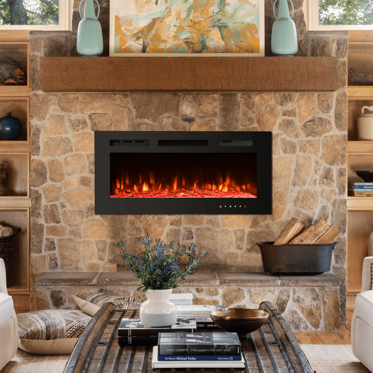 Erommy 36 Electric Fireplace Insert Recessed and Wall Mounted, Linear  Fireplace with Timer, Touch Screen, Adjustable Flame Color, 750/1500W -  Walmart.com