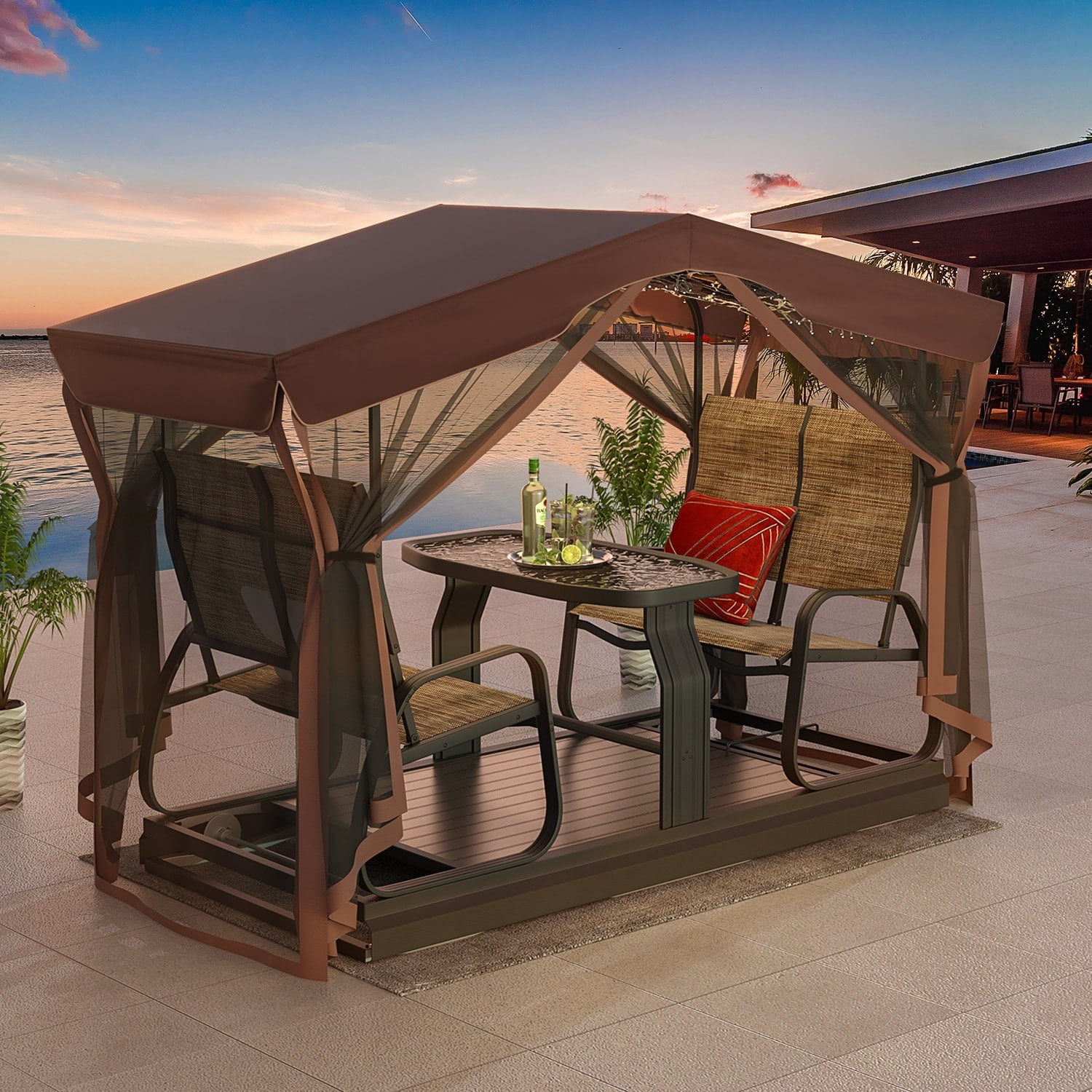 Patio glider swing with canopy sale