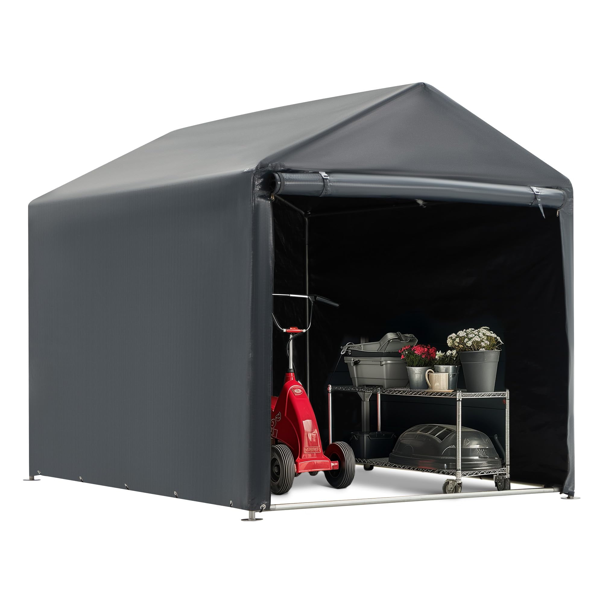 Walmart daily deals:  Erommy 5 x 7 FT Carport Storage Shed, Heavy Duty Outdoor Storage Shed with Rolled up Zipper Door, Carport Canopy for Motorcycles, Bikes and Outdoor Tools