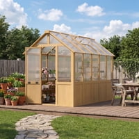 Erommy 6ftx10ft Outdoor Wooden Greenhouse, Heavy Duty Green House