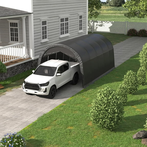 Erommy 12 x 20 FT Heavy Duty Carport, Portable Carport with All-Steel Metal Frame and Round Style Roof, Anti-Snow Car Canopy Outdoor Storage Shelter for Car, Truck, Boat