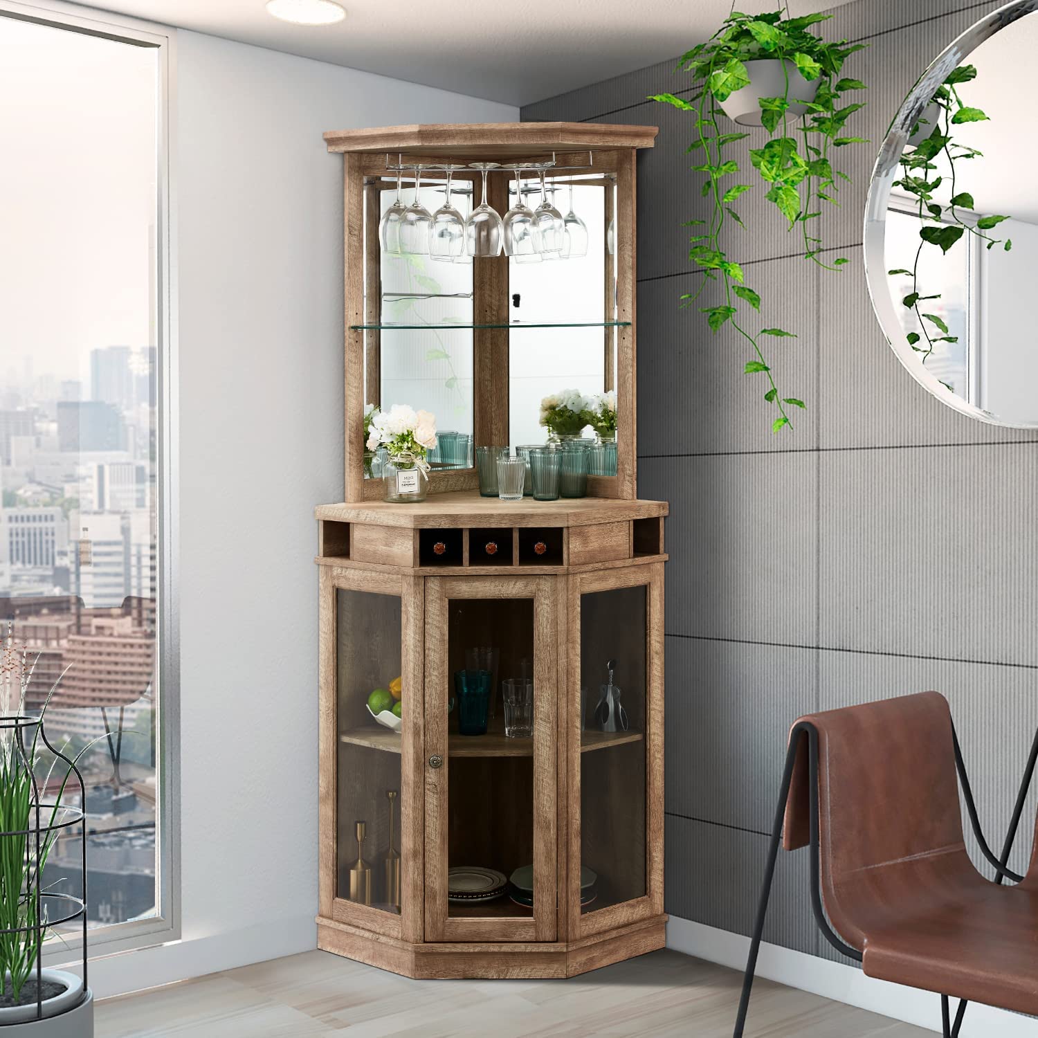 Hathaway Ridgeline Home Bar Set w/ Storage, 5ft, Walnut Finish