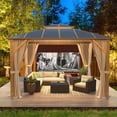 thumbnail image 1 of Erommy  Hardtop Gazebo, Waterproof Aluminum Pavilion with Netting & Curtains for Patio, Garden Dusty Blue 10'x12', 1 of 5